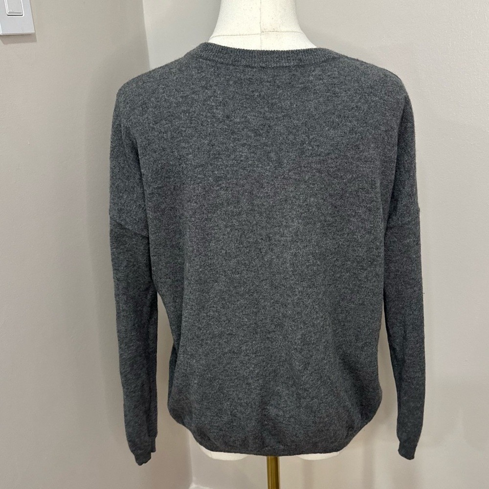 Jac + Jack long sleeve crew neck long sleeve 100% cashmere sweater grey small - Picture 3 of 8
